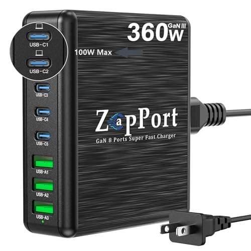 360W 8-Port GaN USB C Charging Station