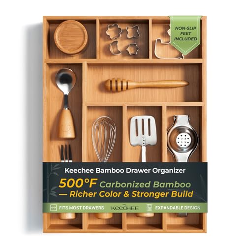Bamboo 8-Slot Kitchen Drawer Silverware Organizer