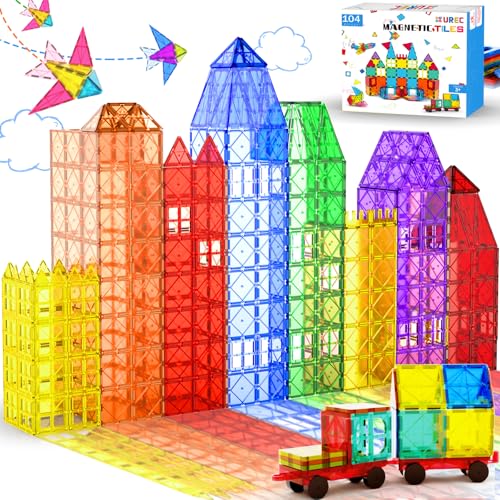 104 Piece Magnetic Tiles Building Blocks Set for Kids