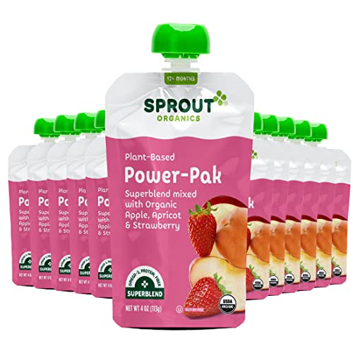 12 Pack Sprout Organic Toddler Apple Apricot Strawberry Pouches