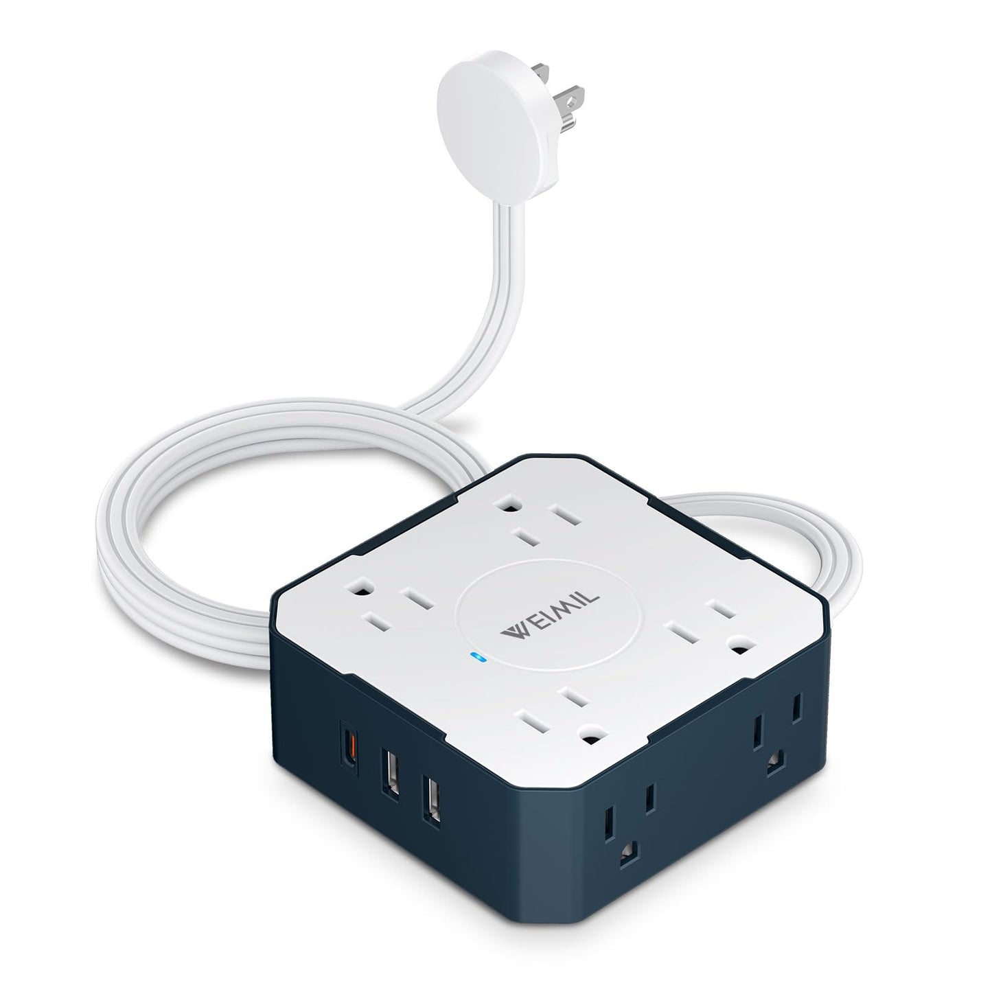 WEIMIL Flat Plug Power Strip with USB Ports