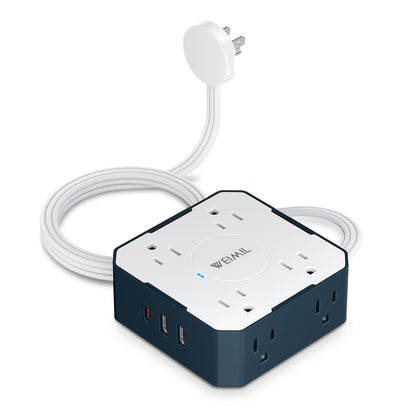 WEIMIL Flat Plug Power Strip with USB Ports
