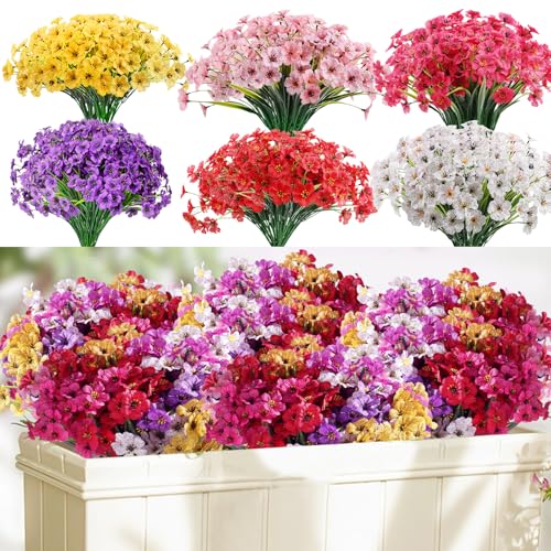 22 Bundles Artificial Outdoor Flowers for Porch Planters