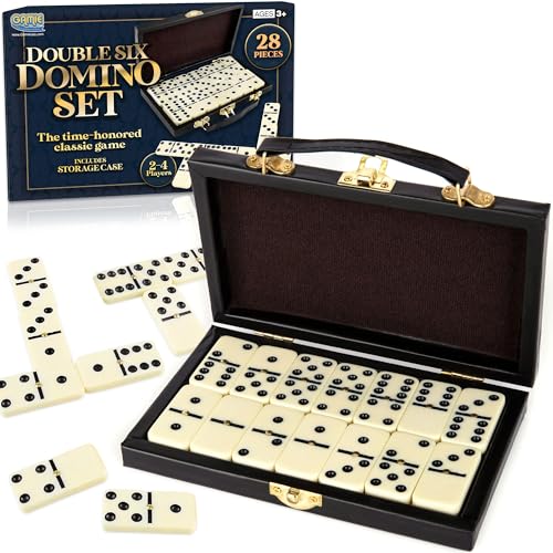 Gamie Double Six Dominoes Set with Storage Case