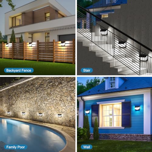 AmeriTop Solar Lights Outdoor, 4 Pack LED High Brightness Cordless Solar Motion Sensor Lights; Wider Motion Sensor, 300° Wide Angle Illumination, IP65 Waterproof, Patio Wall Light, Wall Porch Lights