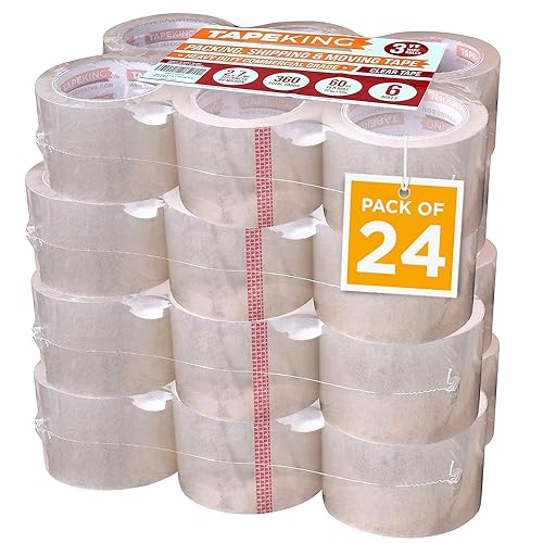 Tape King Clear Packing Tape 3 Inch Wide (Case of 24 Rolls) - 60 Yards Per Refill Roll, (2.7mil Thick) Strong Sealing Adhesive Industrial Depot Tapes for Moving, Packaging, Shipping, Office & Storage