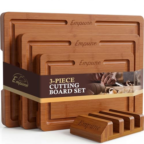 3 Piece Extra Thick Bamboo Cutting Board Set