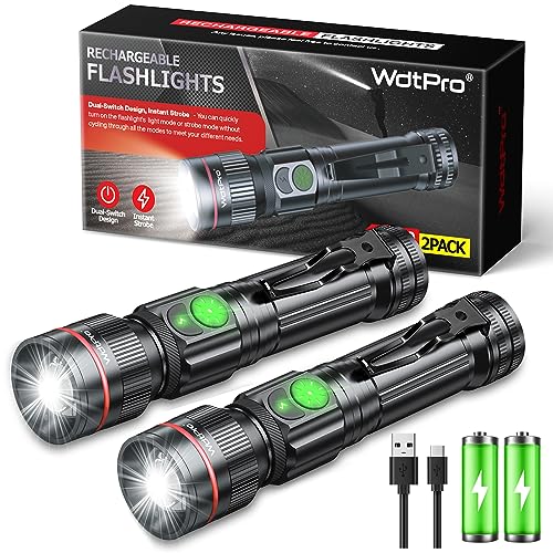 2 Pack Rechargeable Mini LED Flashlights