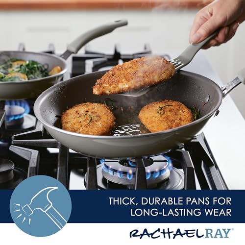 Rachael Ray Cook + Create Nonstick Frying Pans/Skillet Set, 9.5 Inch and 11.75 Inch, Gray