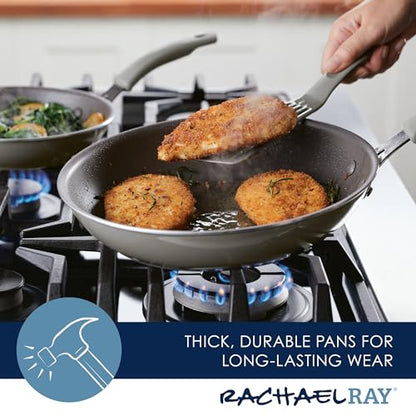 Rachael Ray Cook + Create Nonstick Frying Pans/Skillet Set, 9.5 Inch and 11.75 Inch, Gray