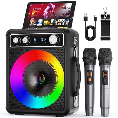 Bluetooth Karaoke Speaker with 2 Wireless Microphones