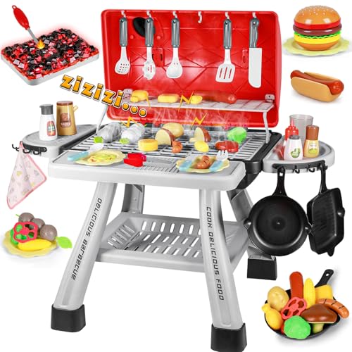 Kids Kitchen Grill BBQ Playset Toy with Smoke Light