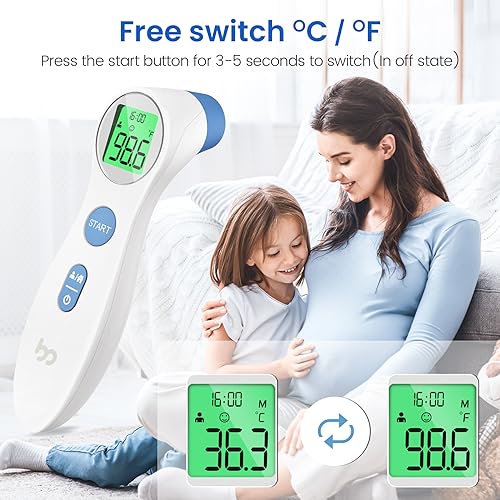Thermometer for Adults, FSA Eligible, High Accuracy, No-Touch Digital Thermometer with Fever Alarm and Memory Function, Ideal for Babies, Kids, Home and Office Use