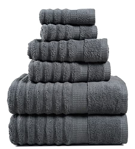 6 Piece Bathroom Towel Set, 100% Cotton, Absorbent