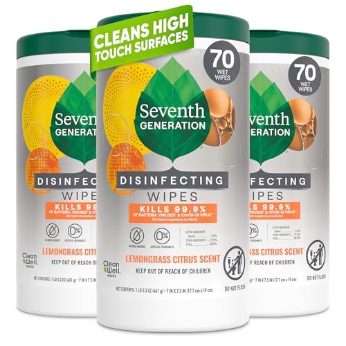 3 Pack Seventh Generation Disinfecting Multi-Surface Wipes 70 Count