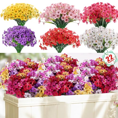 22 Pack Artificial Outdoor Indoor Fake Flowers