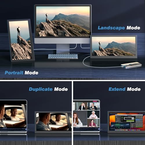 Portable Monitor, 12.1 Inch 1080P FHD Portable Monitor for Laptop USB C HDMI, Plug-Play Laptop Screen Extender with Adjustable Foldable Stand for Laptop,PC,Mac,PS4,Xbox,Swich