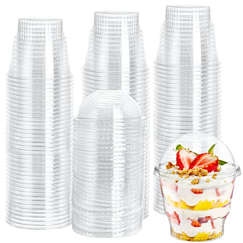 100 Pack 12 oz Plastic Dessert Cups with Lids