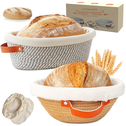 2 Pack Banneton Bread Proofing Baskets with Liners
