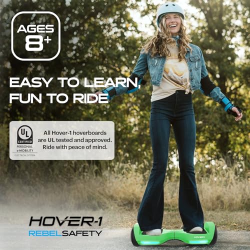 Hover-1 Rebel Electric Self Balancing Hoverboard for Kids with 6.5” Tires, Dual 110W Motors, 6 mph Max Speed, and 3 Miles Max Range Self Balancing Scooter