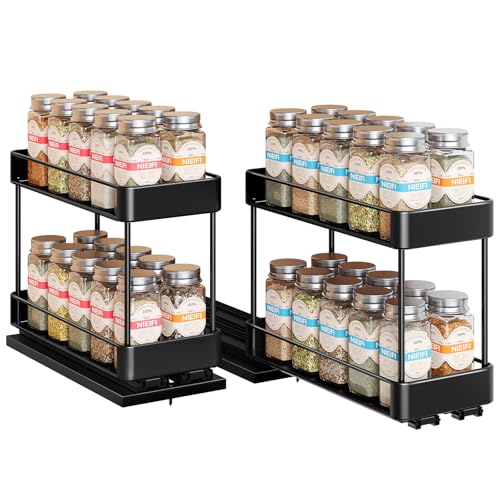 2 Pack Vertical Pull Out Spice Rack Organizer