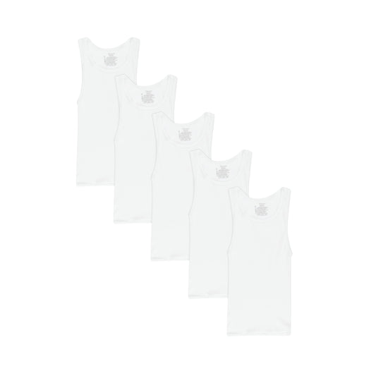 Hanes EcoSmart Boys' Tank Tops, Boys' Tank Shirts, White Tank Tops for Boys, Boys' Workout Tank Tops, (Pack of 5)