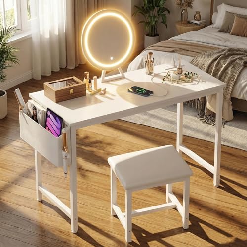 Lighted Kids Vanity Table with Mirror and Stool