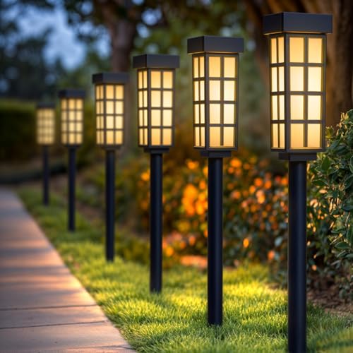8 Pack Solar Pathway Lights Outdoor Waterproof Garden Lighting