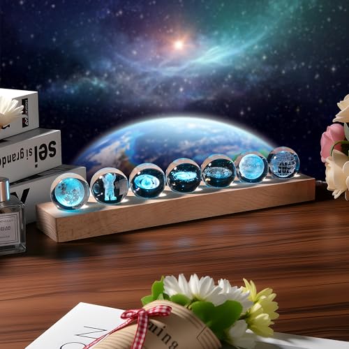 3D Crystal Solar System Ball with LED Lamp Base