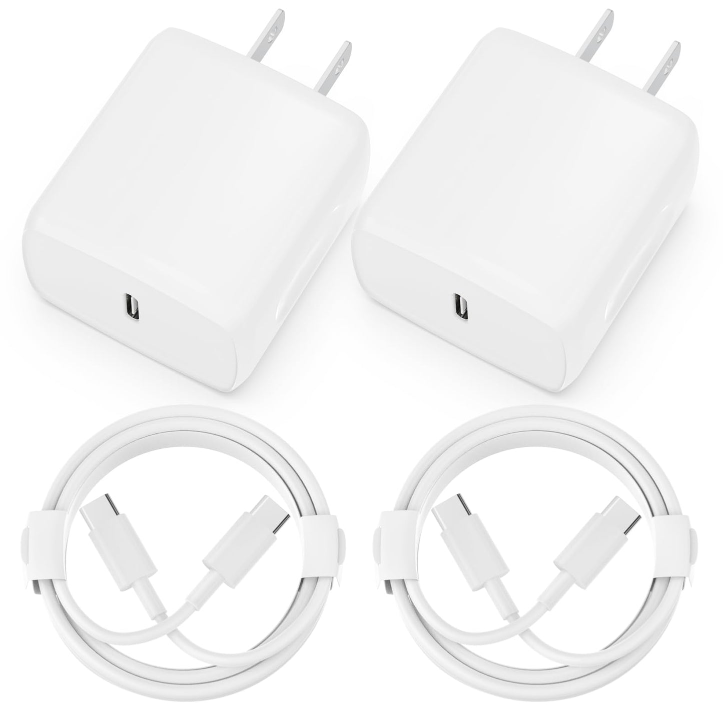 USB C Charger, 2 Pack 20W USB C Fast Wall Charger Block with 2 Pack 6 FT USB-C to C Cable for iPhone 15/15 Plus/15 Pro/15 Pro Max/Pad Pro/Air/Mini, Galaxy