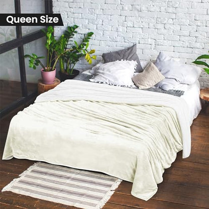 Utopia Bedding Sherpa Queen Blanket - Ivory 90x90