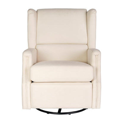 Flash Furniture Omma Swivel Glider Rocking Recliner, Manual Wingback Recliner with 360 Degree Swivel, for Living Room, Bedroom, or Nursery, Upholstered, Cream