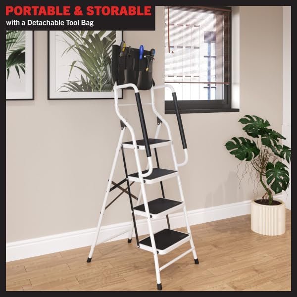 4 Step Folding Ladder with Handrails by Stalwart
