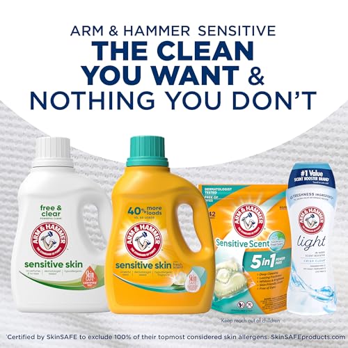 Arm & Hammer Sensitive Skin Free & Clear, 105 Loads Liquid Laundry Detergent, 105 Fl oz