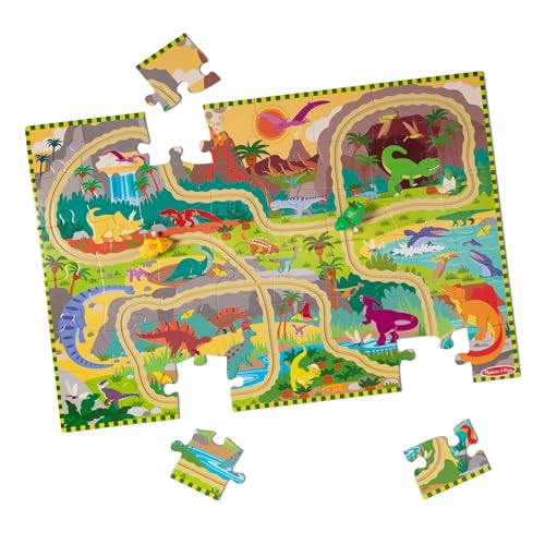 Melissa & Doug Dinosaur Floor Puzzle with Wind-Up Toys
