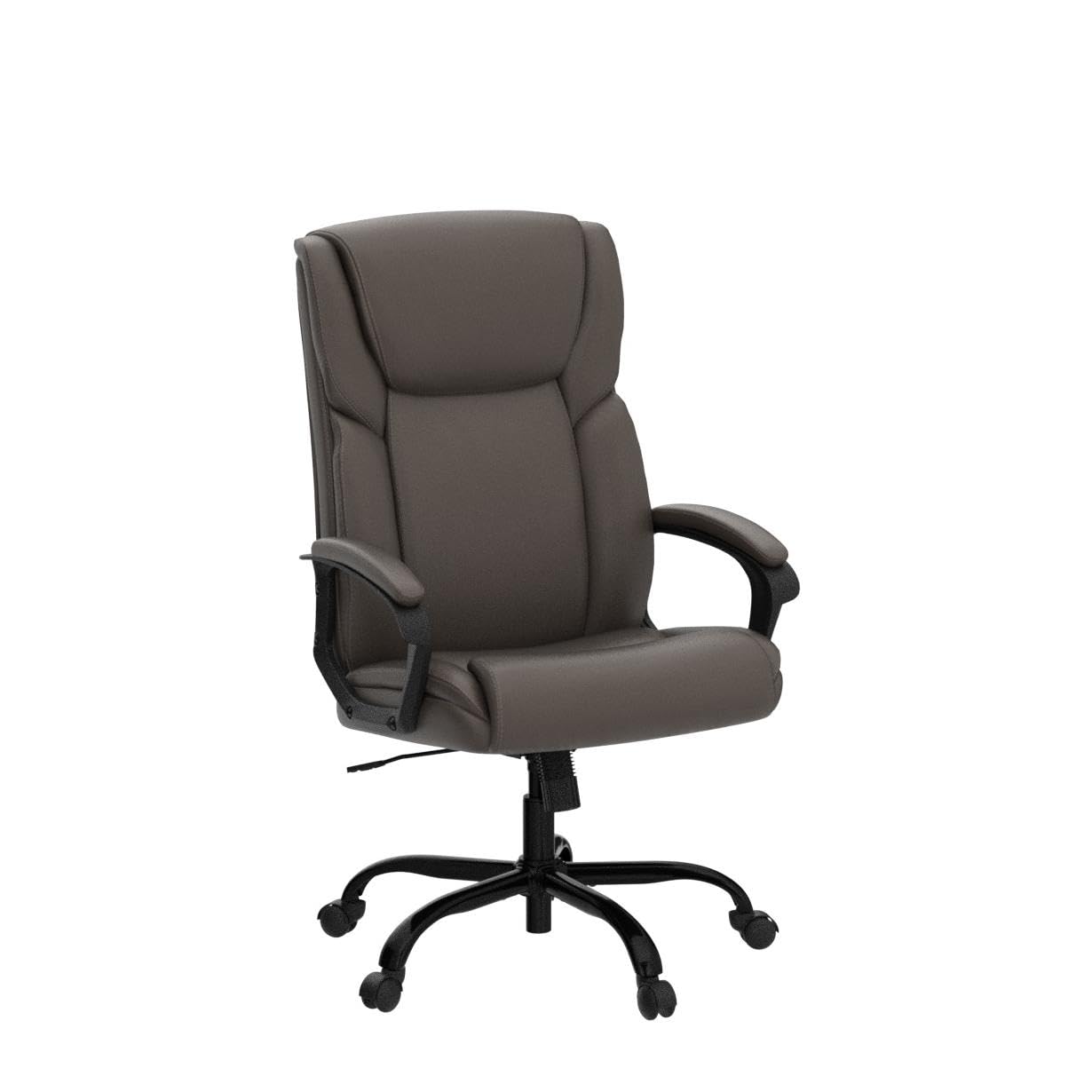 ZUNMOS Home Office Executive Desk High Back Computer Adjustable Height and Swivel Task Lumbar Head Support Chair, Leather Brown
