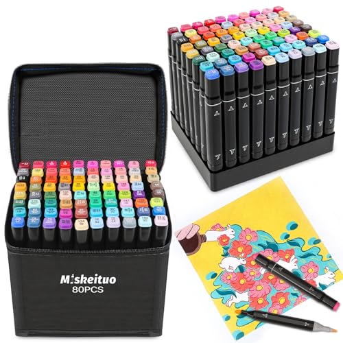 80 Pack Dual Tip Alcohol Art Markers Set