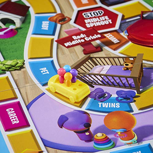 Hasbro Gaming The Game of Life Game, Family Board Game for 2-4 Players, Indoor Game for Kids Ages 8 and Up, Pegs Come in 6 Colors