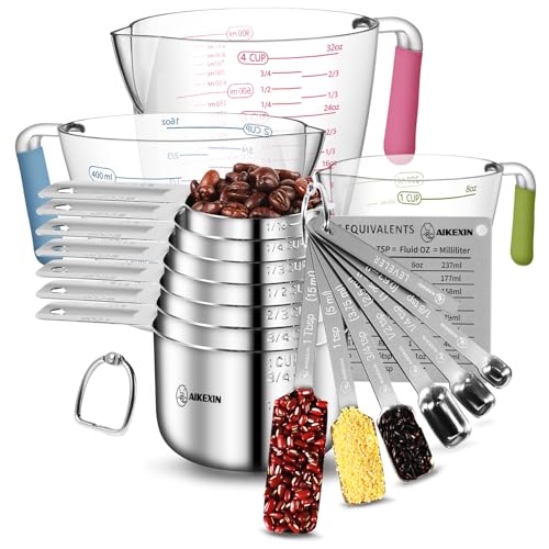 20 Piece Measuring Cups and Spoons Set Stainless Steel