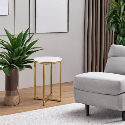 Walker Edison Round Faux Marble Accent Table