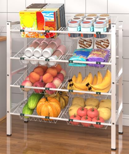 4-Tier Metal Kitchen Storage Rack with Baskets