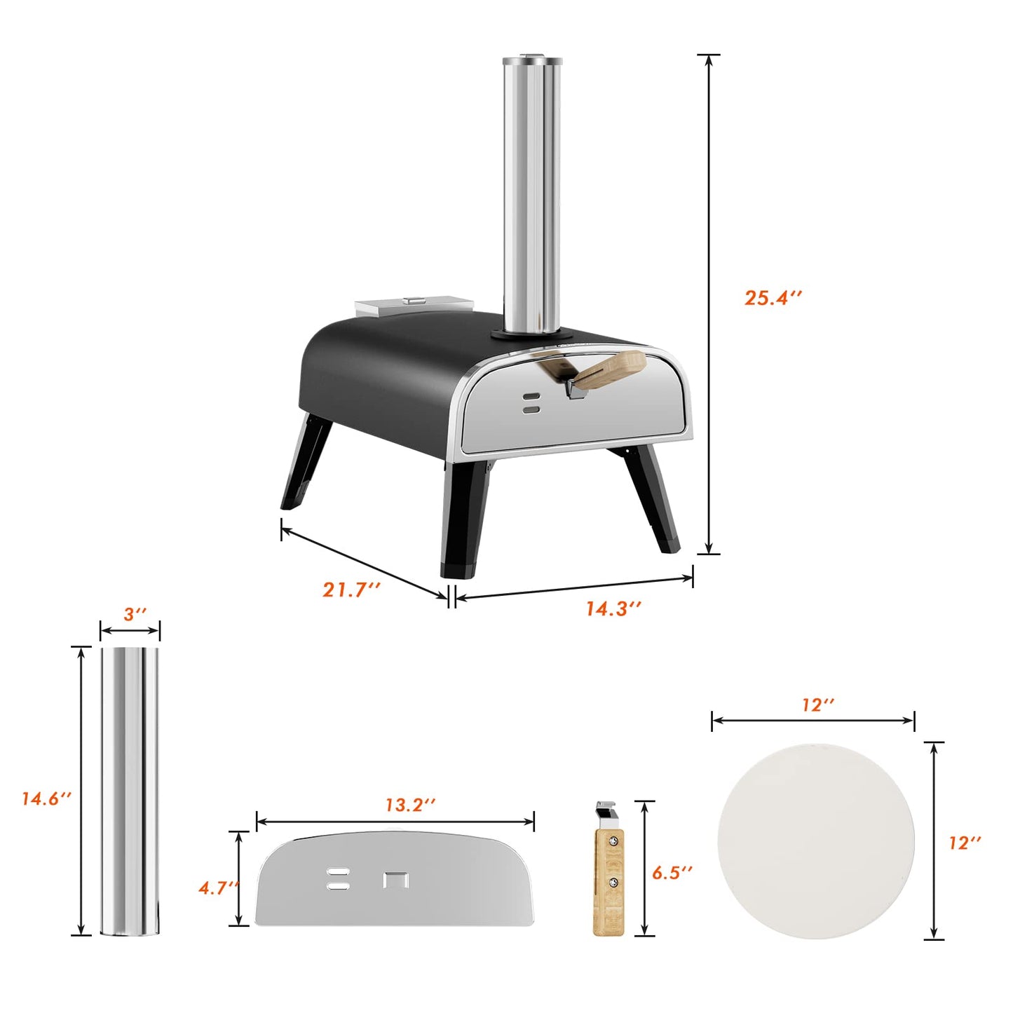 Outdoor Pizza Oven aidpiza 12" Wood Pellet Pizza Ovens With Rotatable Round Pizza Stone Portable Wood Fired with Built-in Thermometer Pizza Stove for Outside Backyard Camping Picnics