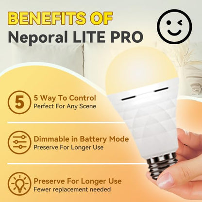 Rechargeable Emergency Light Bulbs - 2600mAh Backup