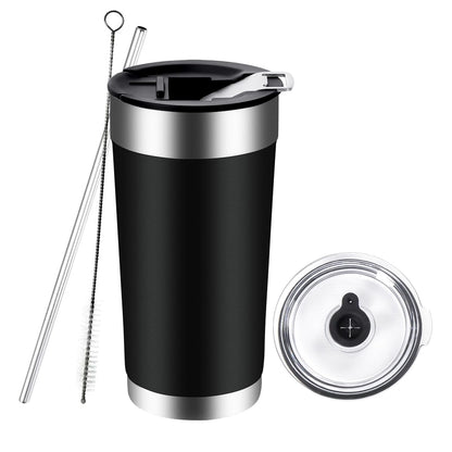 ANNA QUEEN 20 oz Stainless Steel Tumbler Insulated Vacuum Insulated Premium Thermal Coffee Ice Cup Double Wall Travel Mug, 2 Lids (Straw Lid/Beer Bottle Opener MagSlider Lid)