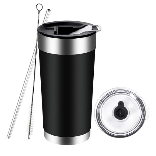 ANNA QUEEN 20 oz Stainless Steel Tumbler Insulated Vacuum Insulated Premium Thermal Coffee Ice Cup Double Wall Travel Mug, 2 Lids (Straw Lid/Beer Bottle Opener MagSlider Lid)