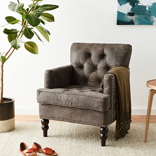 Tufted Club Chair with Nailhead Accents