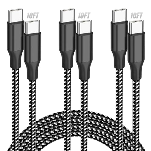 3 Pack 10FT 60W USB C Charging Cables