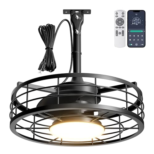 16-Inch Outdoor Ceiling Fan with Light and Remote