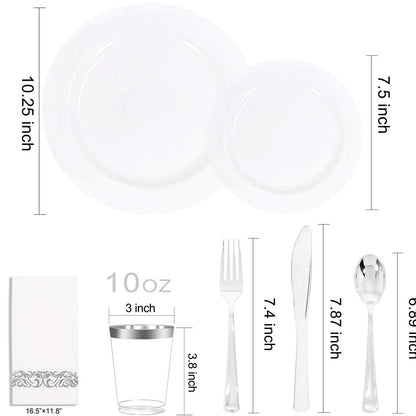 350-Piece Disposable Plates, Silverware & Cups Set For 50