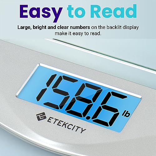 Etekcity Bathroom Scale for Body Weight, Digital Weighing Machine for People, Accurate & Large LCD Backlight Display, 6mm Tempered Glass, 400 lbs